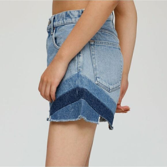 Moussy Vintage MV High Rise Patchwork Gratiot Denim Shorts Size 29 NWT - Picture 7 of 16